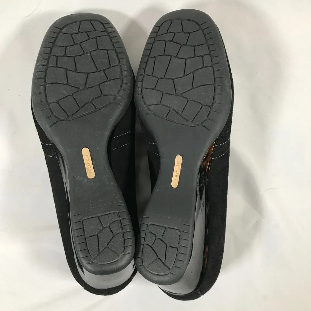 Soft Spots Black Cushion Slip On Wedge Heel Shoes Womens US 11W EU 42 UK 9‎ NWOT